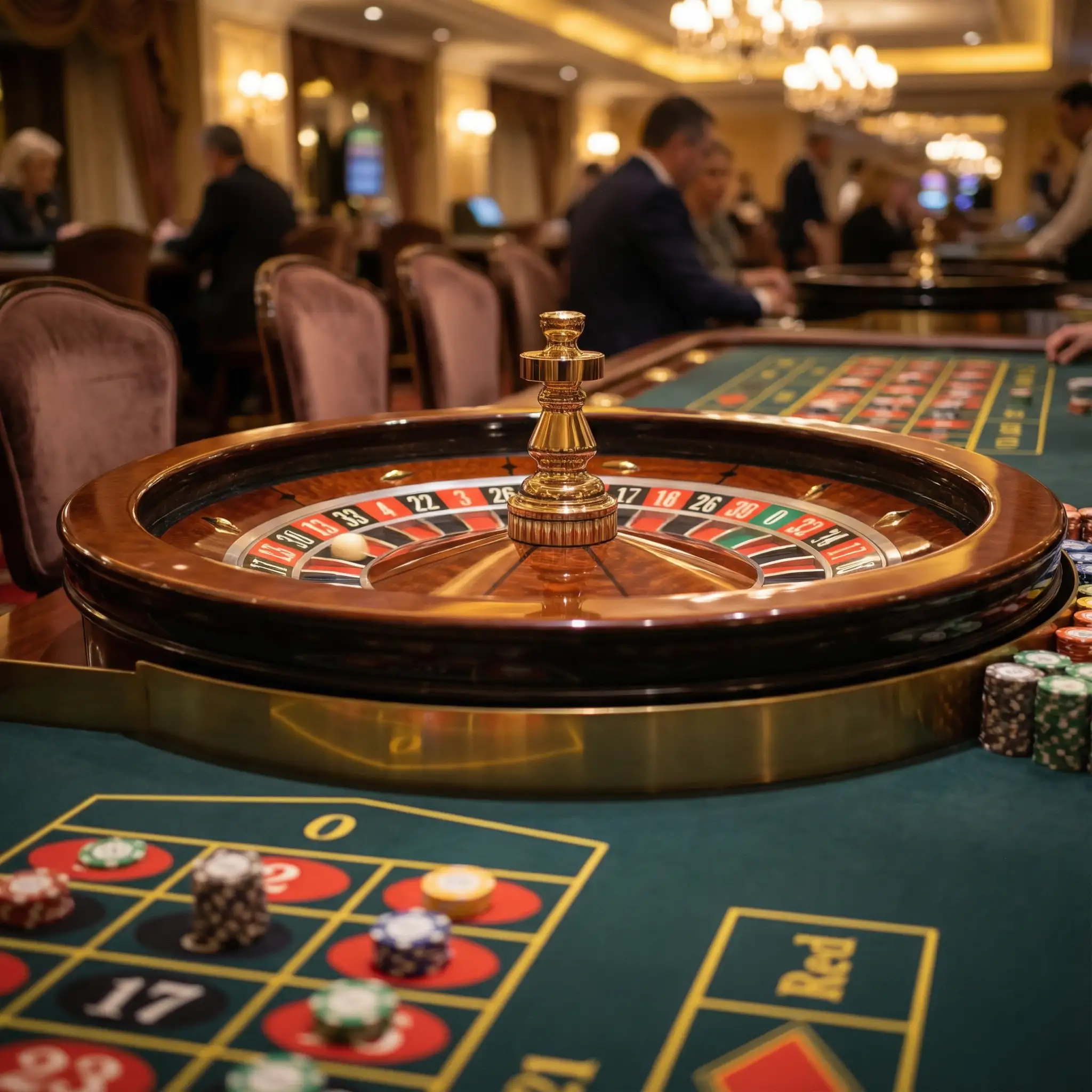 Ruleta europea en acción con bola girando